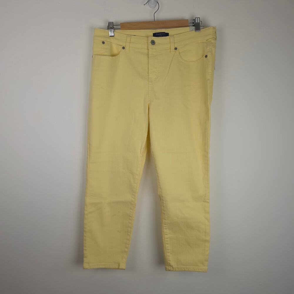 NEW Talbots Jegging Cropped Pants Yellow Stretch Size 14 Petite READ